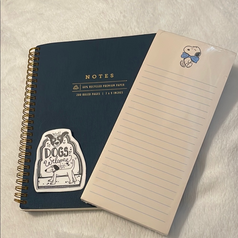 Peanuts Blue and Cream Notebook & Snoopy Notepad Set